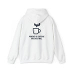 Powered by Caffeine and Sheer Will Hoodie - Funny Coffee Lover Sweatshirt | Minimalist Humor Gift - Atlas Briefly
