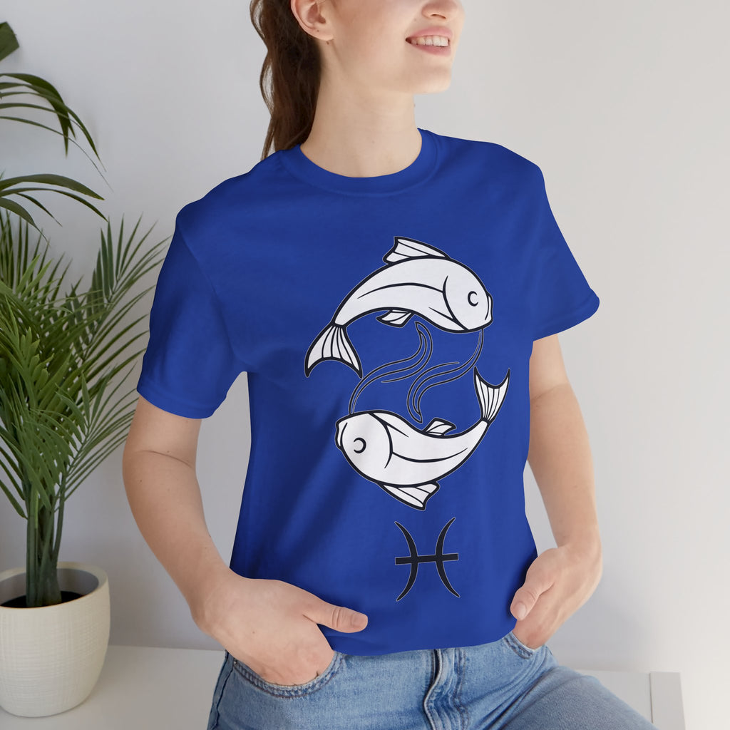 Pisces Zodiac T-shirt - Minimalist Black and White Unisex Tee