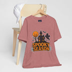 Spooky Season Halloween T-Shirt - Haunted House Ghost Bat Graphic Tee | Halloween Landscape Shirt - Atlas Briefly