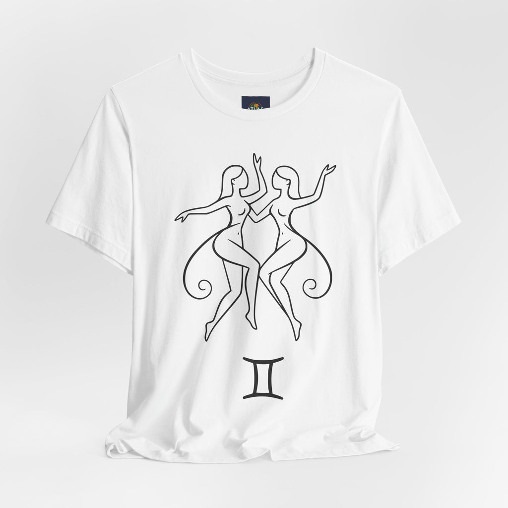 Gemini Zodiac Tee - Minimalistic Black and White Unisex Design