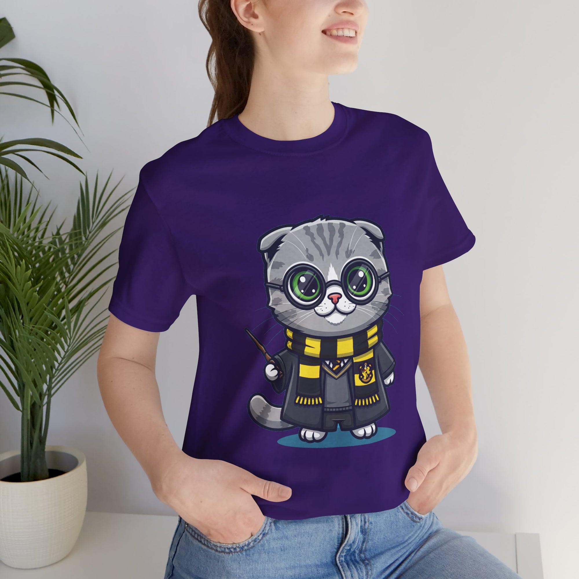 Hufflepurr Harry Potter T-Shirt - Funny Wizarding World Tee | Cute Potter Cat Gift - Atlas Briefly