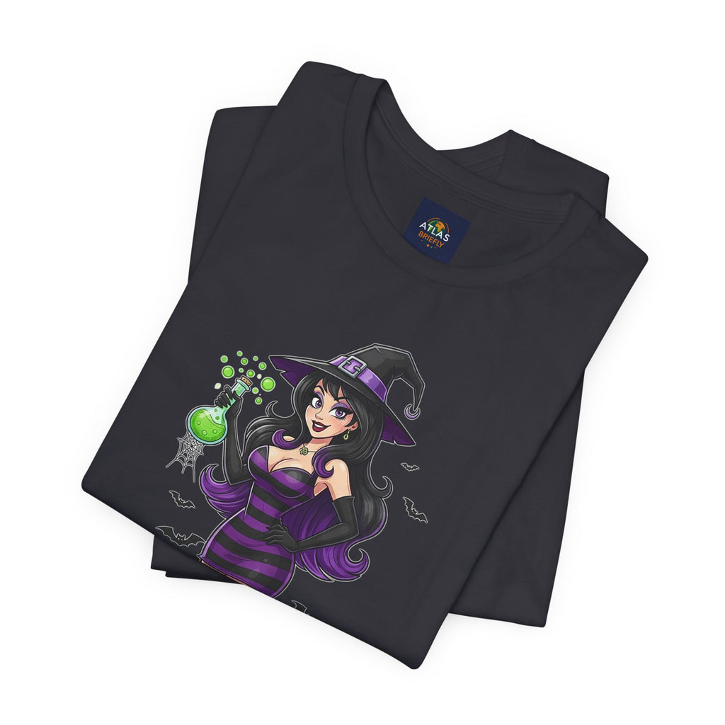 Sexy Witch Halloween T-Shirt - Flirty Witch Costume Tee | Trick or Treat Halloween Shirt - Atlas Briefly