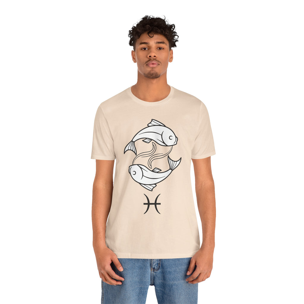 Pisces Zodiac T-shirt - Minimalist Black and White Unisex Tee