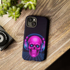 Neon Skull Synthwave Phone Case - Retro 80s Cyberpunk Mobile Cover | Vaporwave Tech Gift - Atlas Briefly