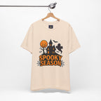 Spooky Season Halloween T-Shirt - Haunted House Ghost Bat Graphic Tee | Halloween Landscape Shirt - Atlas Briefly