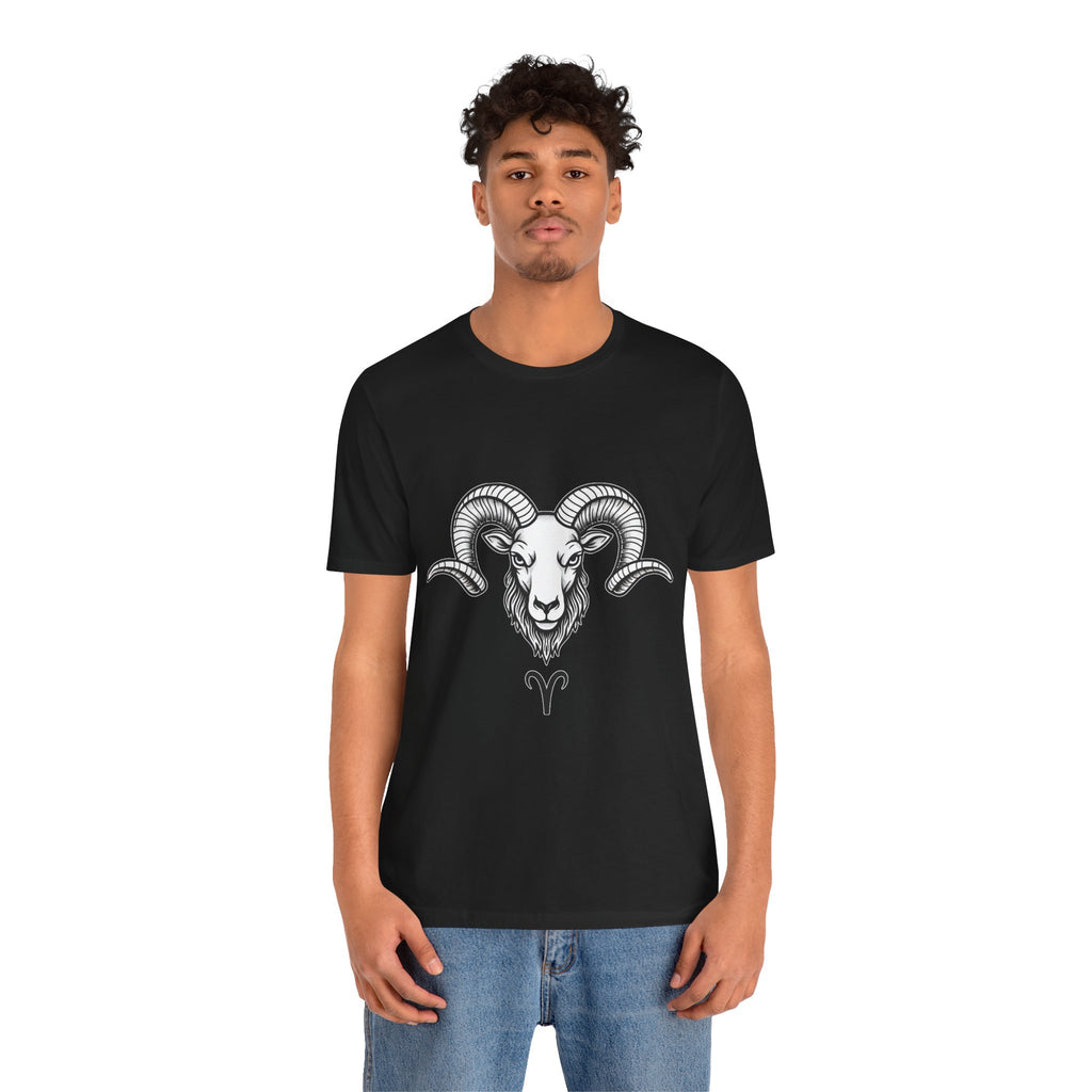 Aries Horoscope Tee - Unisex Black and White Minimal Design
