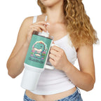 NamasTe-Rex Meditating Dinosaur 40oz Tumbler - Funny Yoga Water Bottle | Zen T-Rex Gift - Atlas Briefly