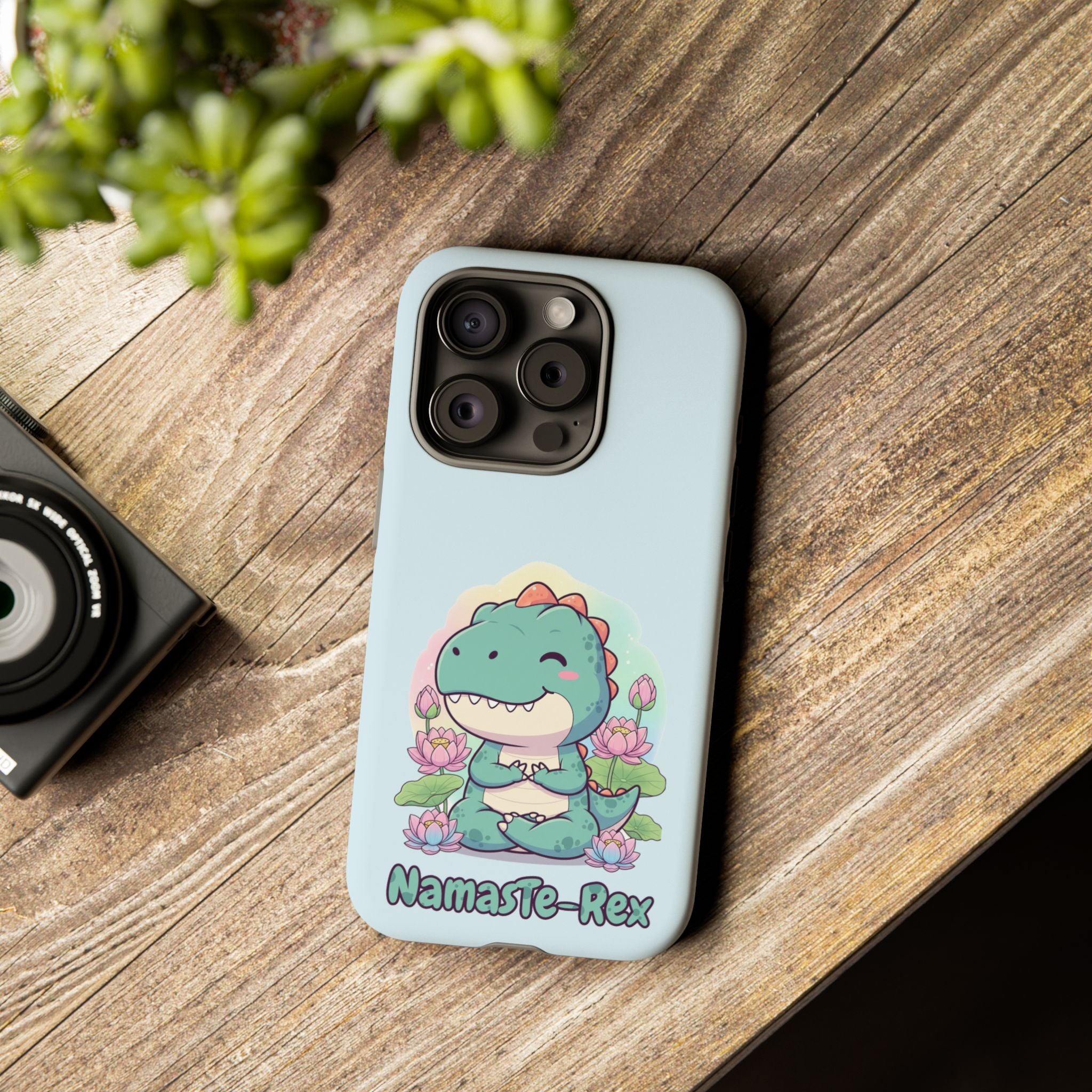 NamasTe-Rex Meditating Dinosaur Phone Case - Funny Yoga T-Rex Mobile Cover | Zen Tech Gift - Atlas Briefly