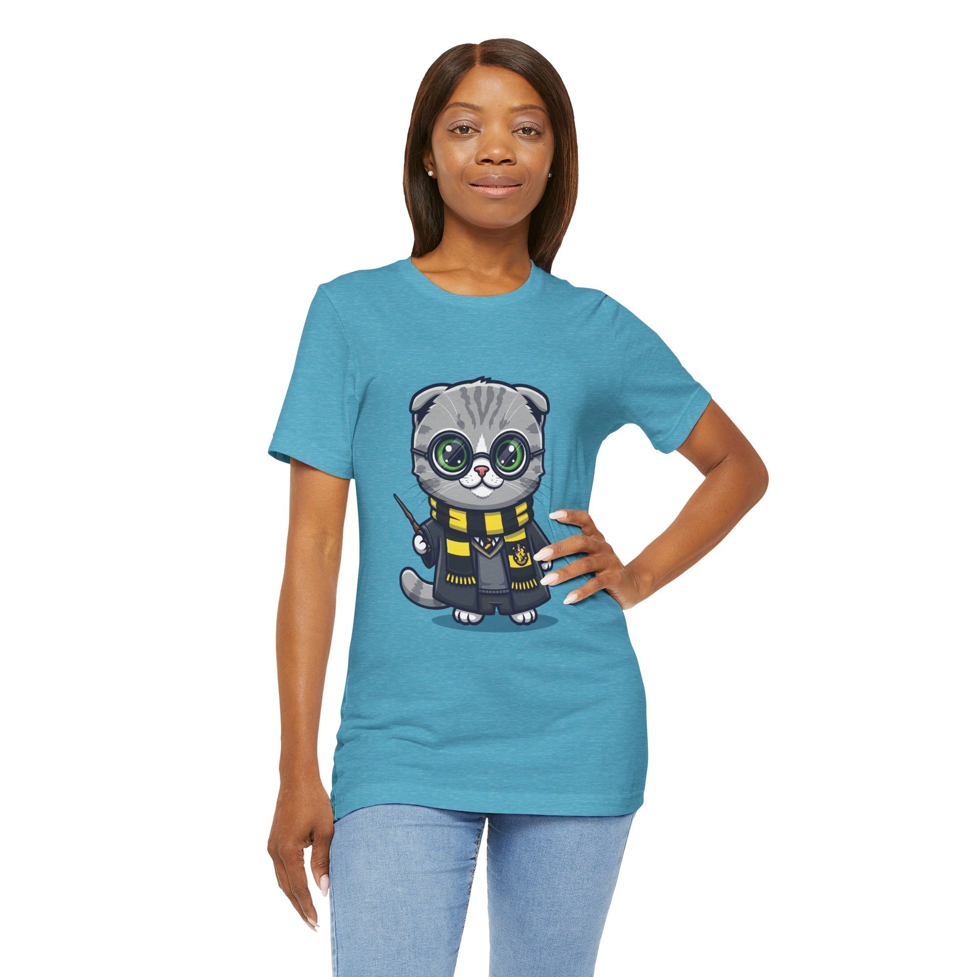 Hufflepurr Harry Potter T-Shirt - Funny Wizarding World Tee | Cute Potter Cat Gift - Atlas Briefly