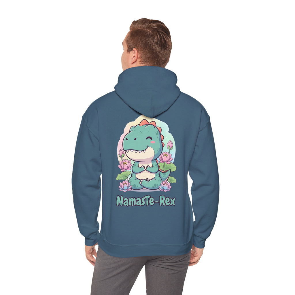 NamasTe-Rex Meditating Dinosaur Hoodie - Funny Yoga Sweatshirt | Zen T-Rex Gift - Atlas Briefly