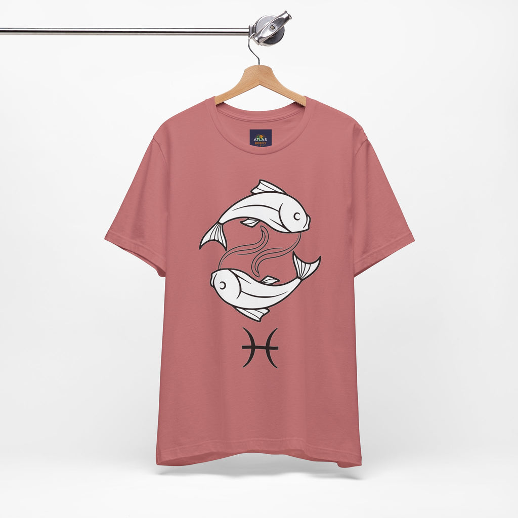 Pisces Zodiac T-shirt - Minimalist Black and White Unisex Tee