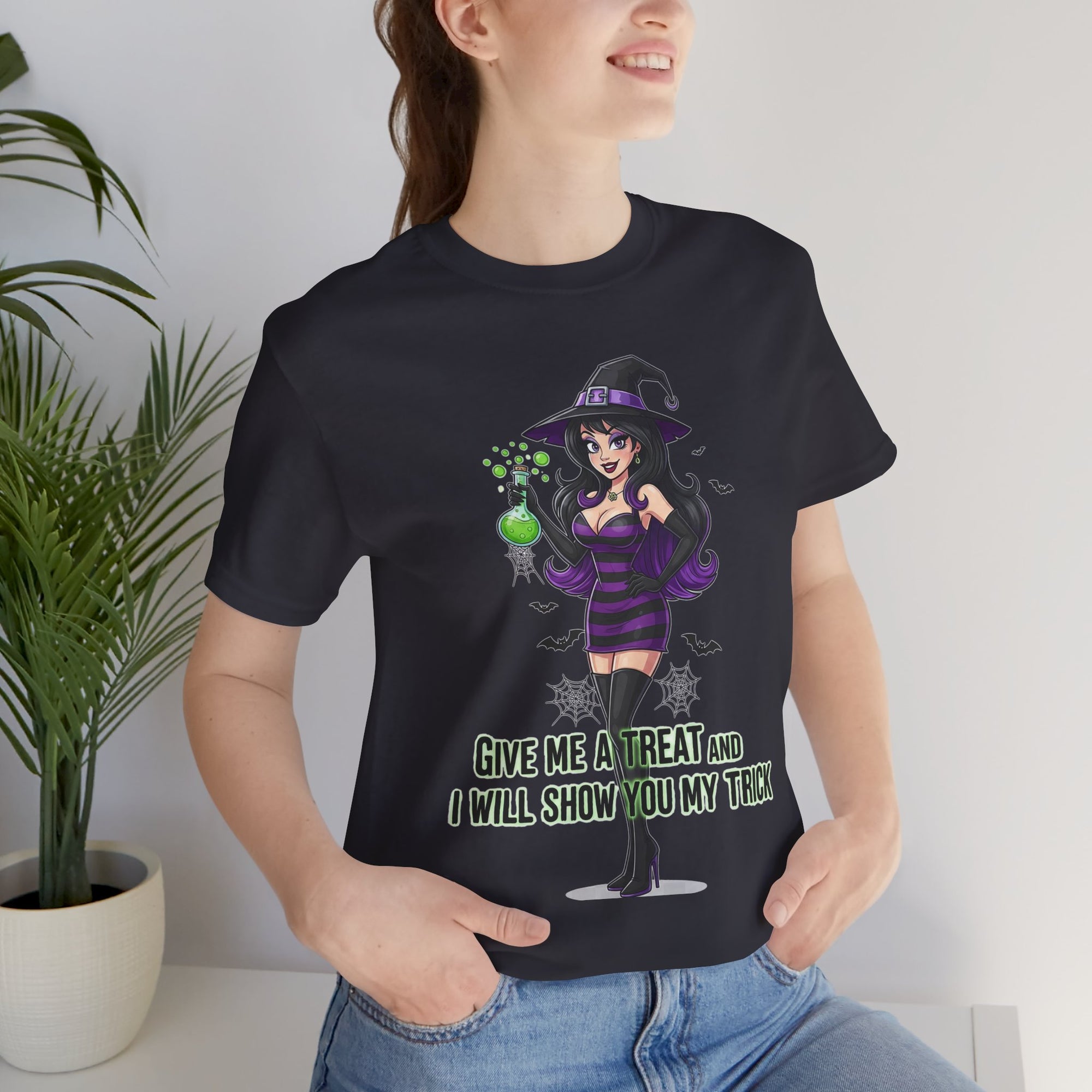 Sexy Witch Halloween T-Shirt - Flirty Witch Costume Tee | Trick or Treat Halloween Shirt - Atlas Briefly