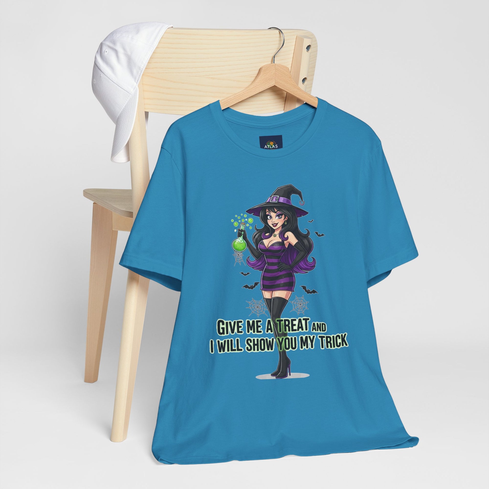 Sexy Witch Halloween T-Shirt - Flirty Witch Costume Tee | Trick or Treat Halloween Shirt - Atlas Briefly