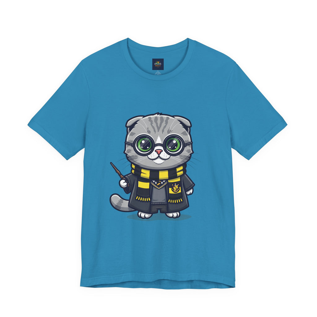 Hufflepurr Harry Potter T-Shirt - Funny Wizarding World Tee | Cute Potter Cat Gift - Atlas Briefly