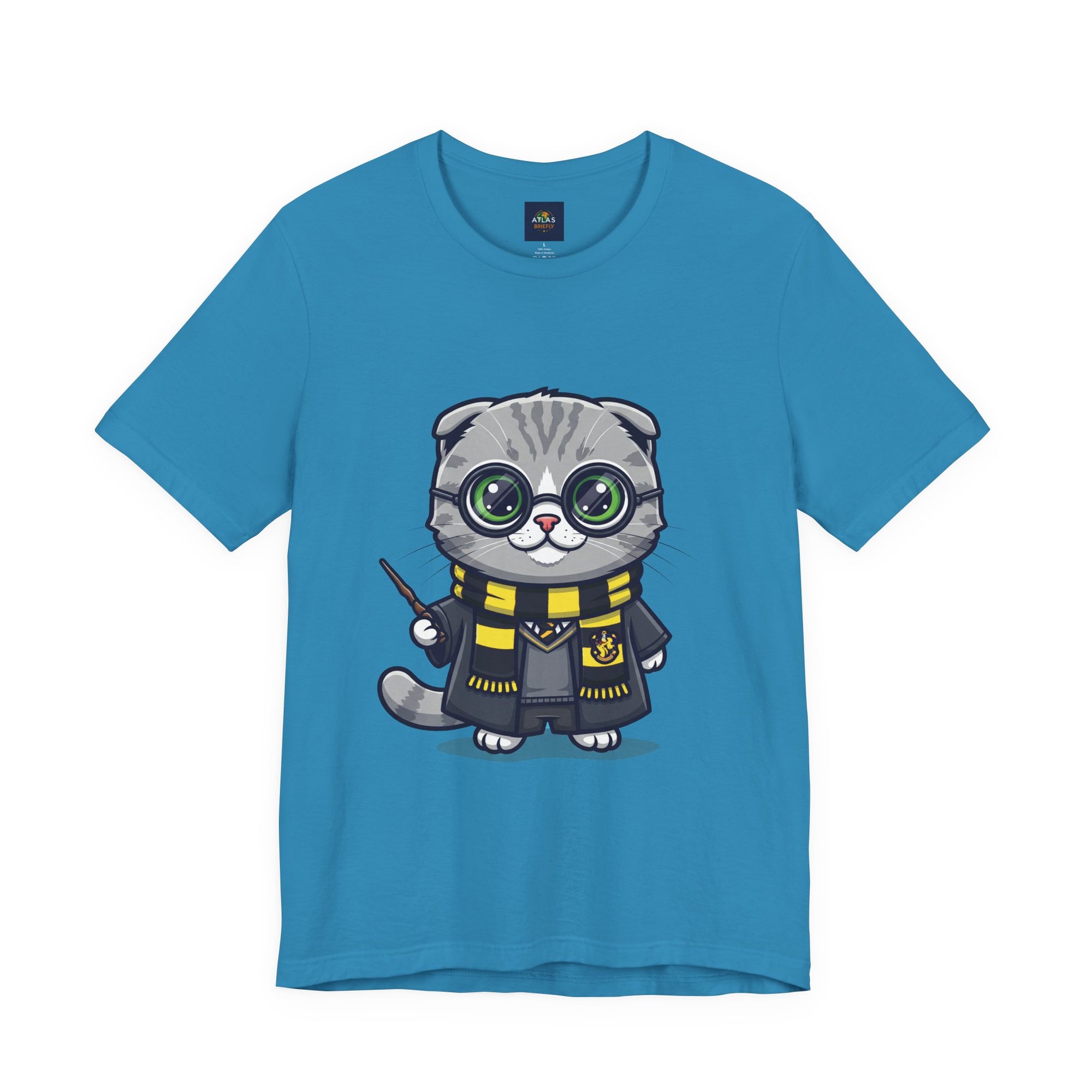 Hufflepurr Harry Potter T-Shirt - Funny Wizarding World Tee | Cute Potter Cat Gift - Atlas Briefly