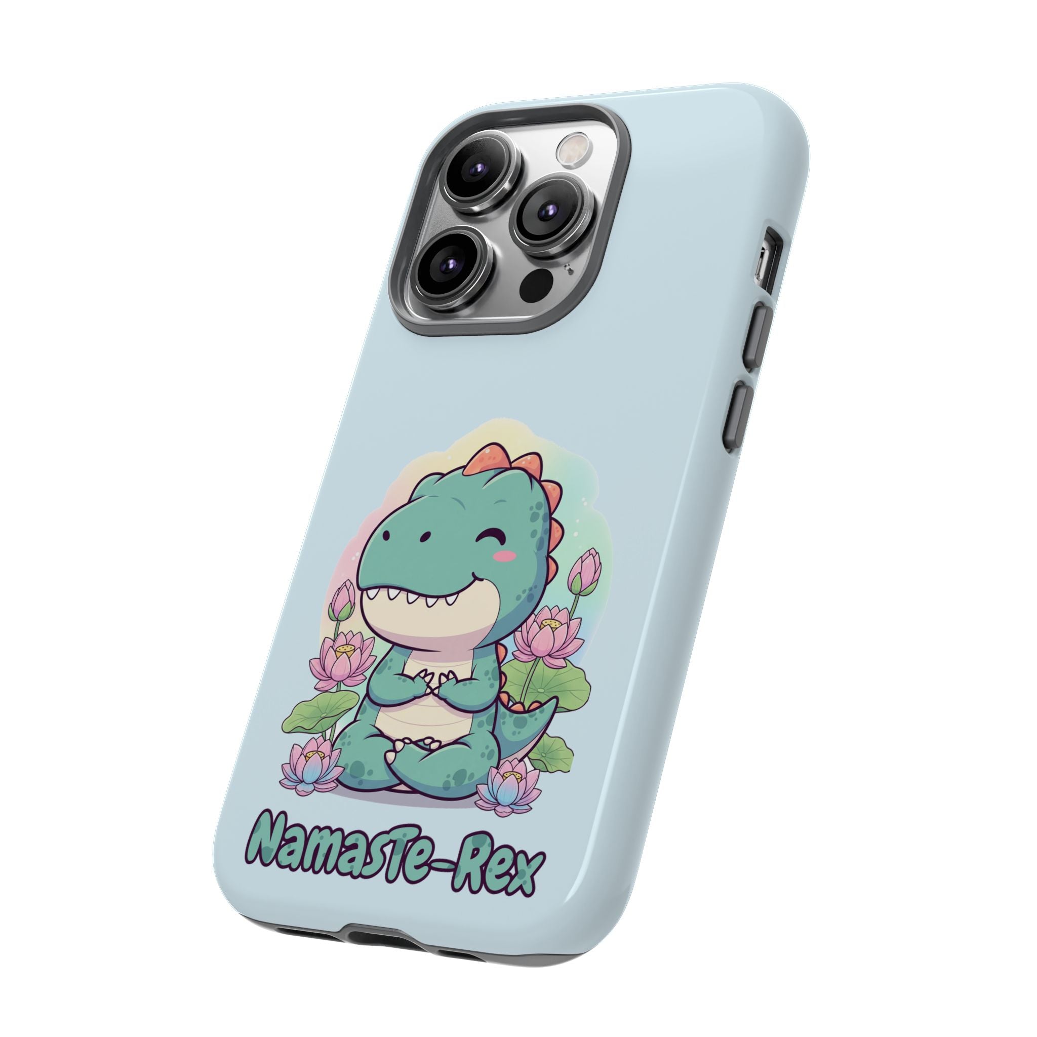 NamasTe-Rex Meditating Dinosaur Phone Case - Funny Yoga T-Rex Mobile Cover | Zen Tech Gift - Atlas Briefly