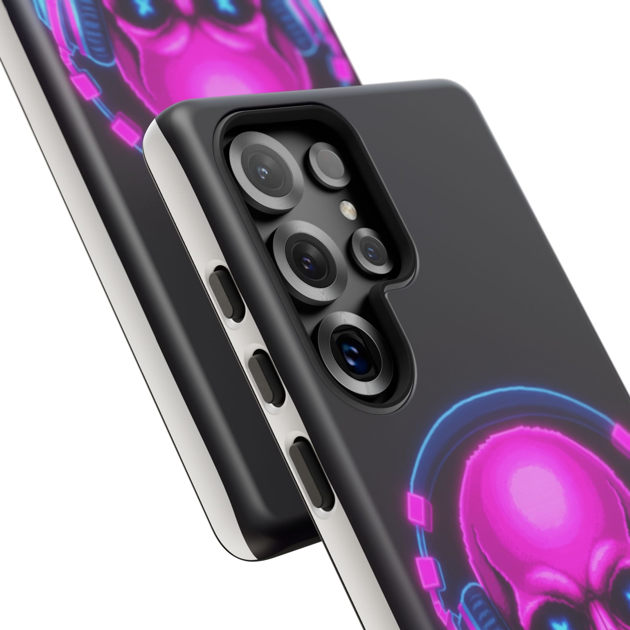 Neon Skull Synthwave Phone Case - Retro 80s Cyberpunk Mobile Cover | Vaporwave Tech Gift - Atlas Briefly