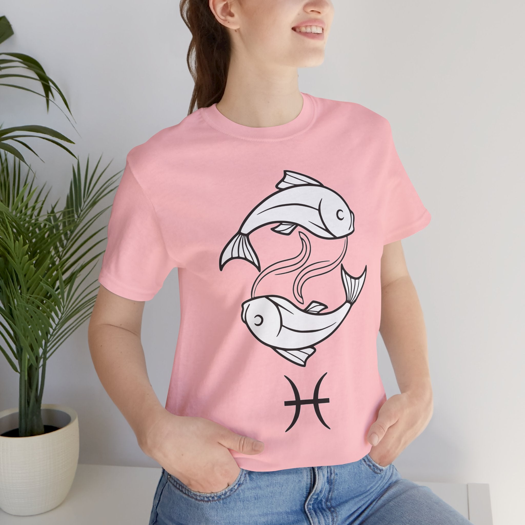 Pisces Zodiac T-shirt - Minimalist Black and White Unisex Tee