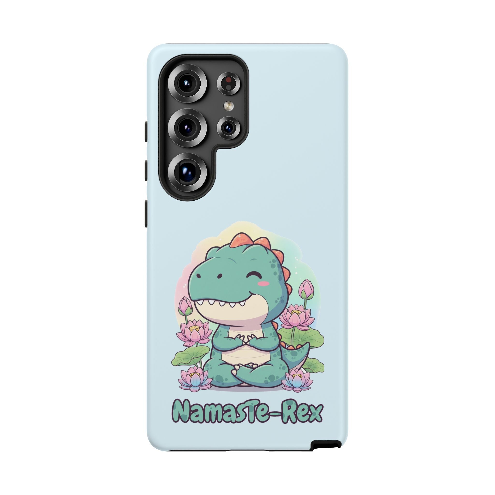 NamasTe-Rex Meditating Dinosaur Phone Case - Funny Yoga T-Rex Mobile Cover | Zen Tech Gift - Atlas Briefly