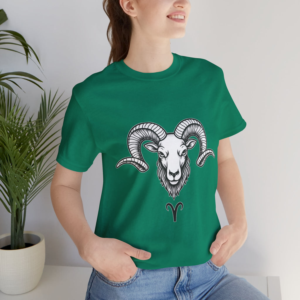 Aries Horoscope Tee - Unisex Black and White Minimal Design