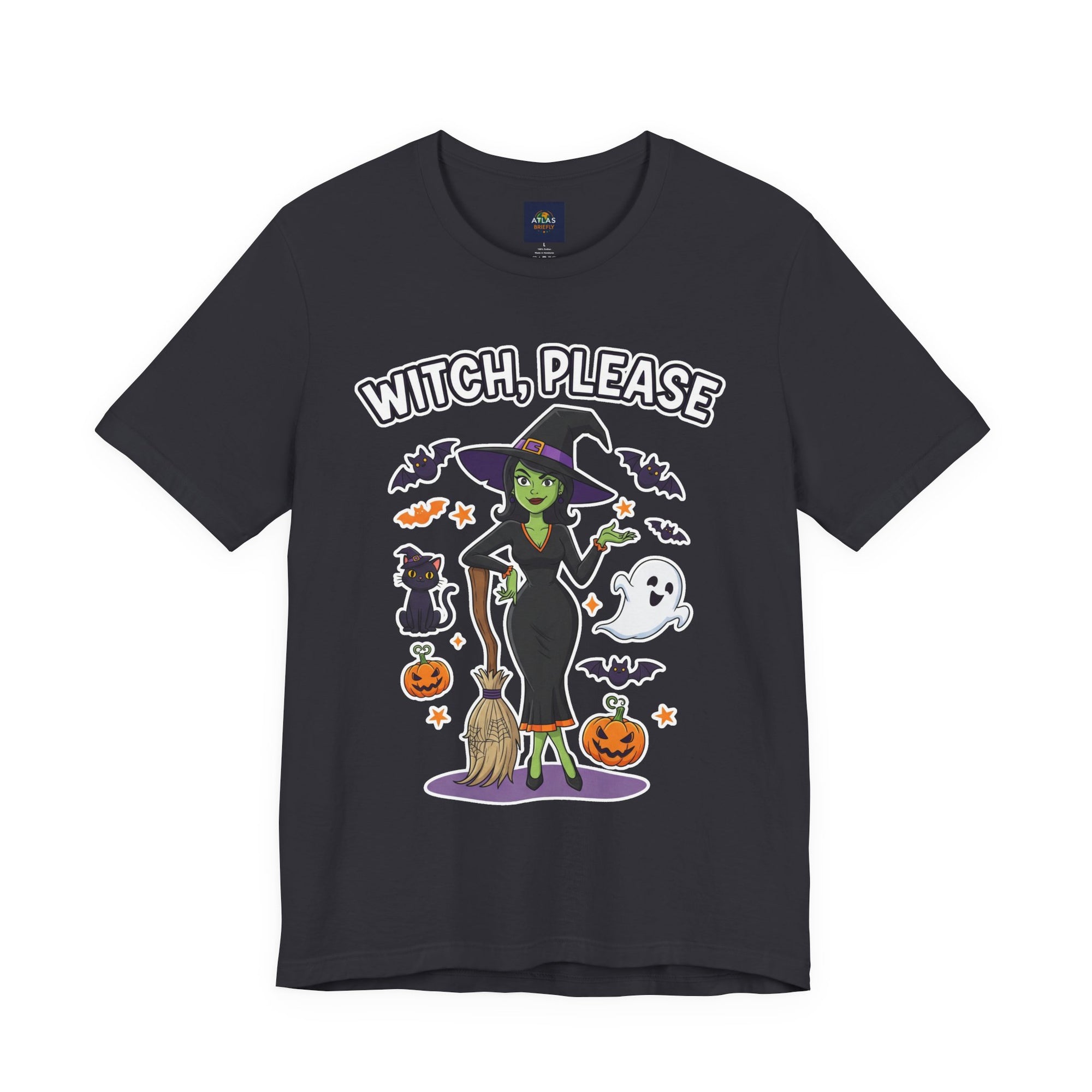 Witch Please Halloween T-Shirt - Sassy Witch Tee with Pumpkin Design | Funny Halloween Shirt - Atlas Briefly