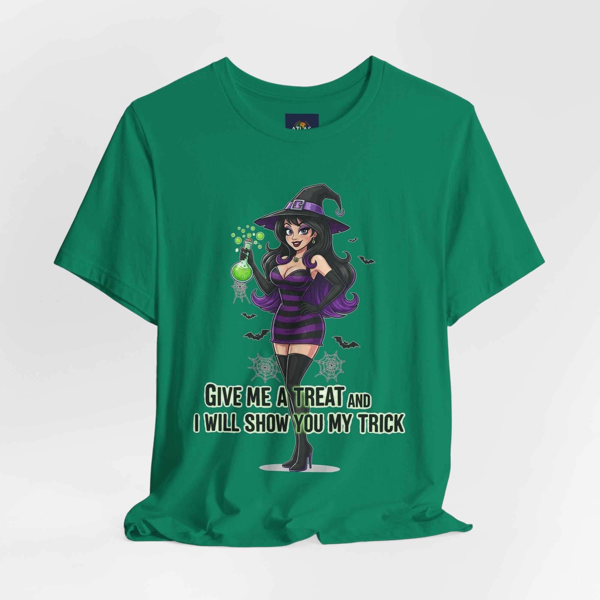 Sexy Witch Halloween T-Shirt - Flirty Witch Costume Tee | Trick or Treat Halloween Shirt - Atlas Briefly