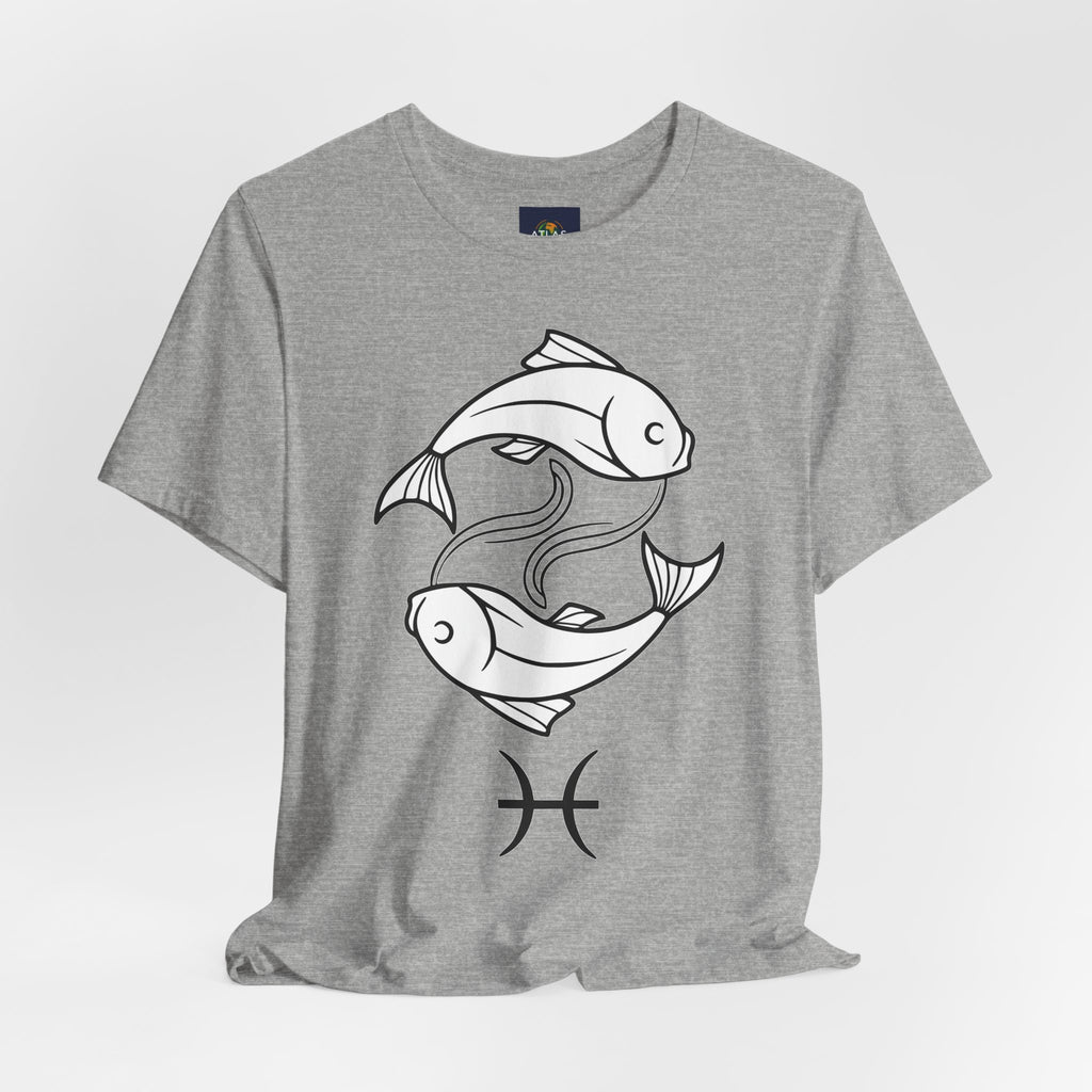 Pisces Zodiac T-shirt - Minimalist Black and White Unisex Tee