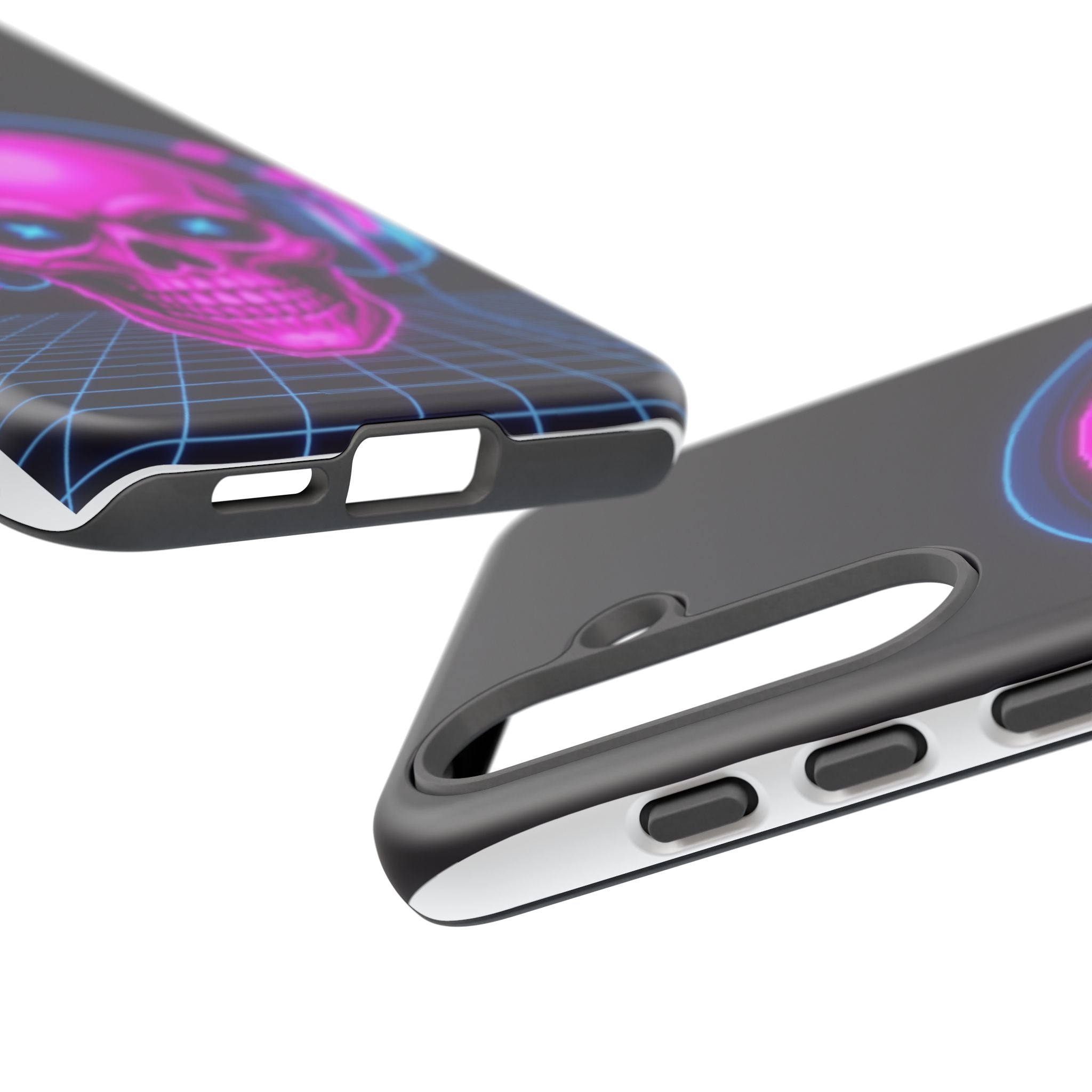 Neon Skull Synthwave Phone Case - Retro 80s Cyberpunk Mobile Cover | Vaporwave Tech Gift - Atlas Briefly