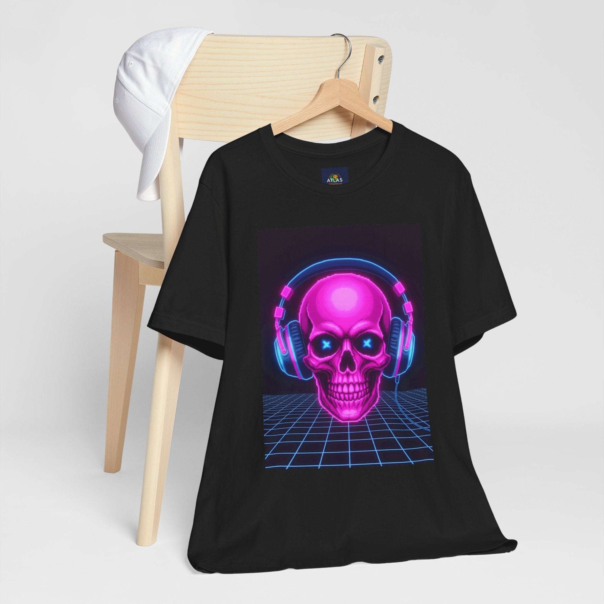 Neon Skull Synthwave Tee - Atlas Briefly