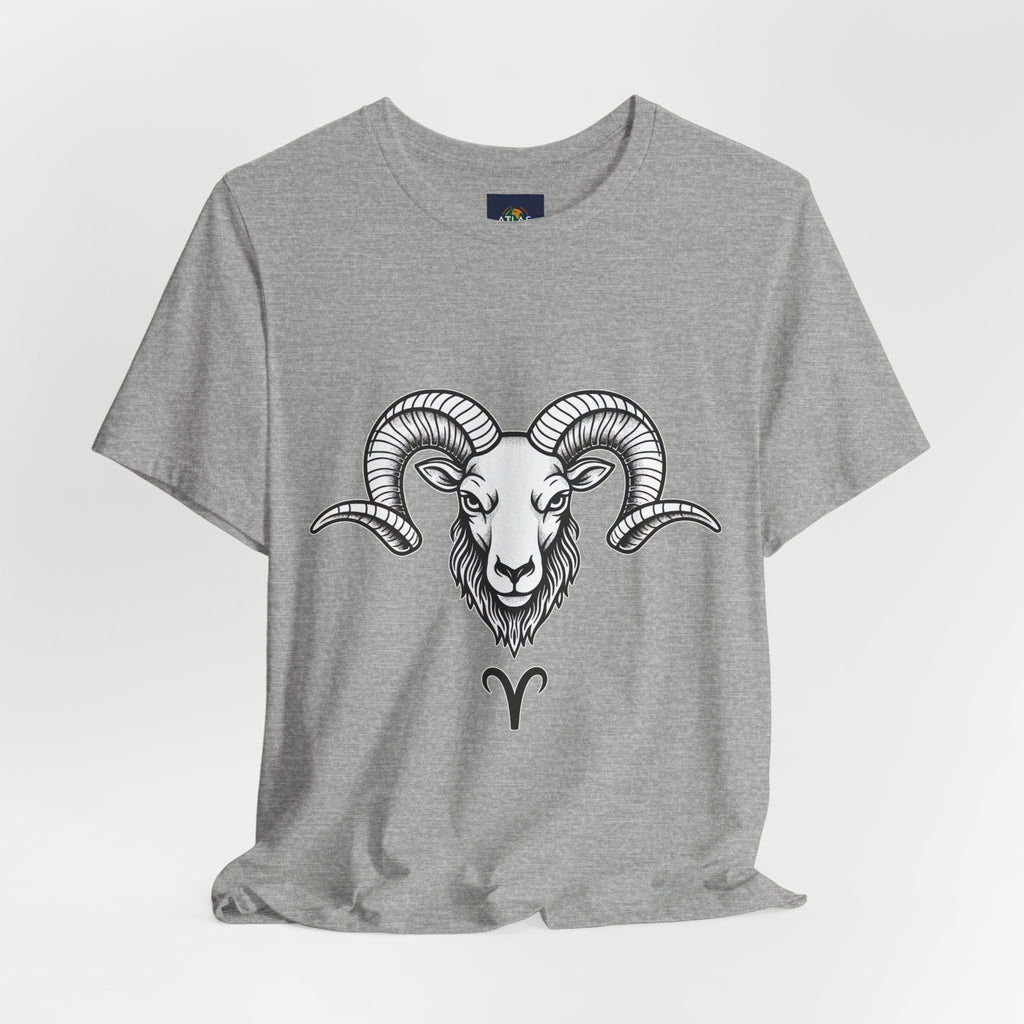 Aries Horoscope Tee - Unisex Black and White Minimal Design
