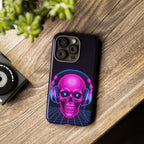 Neon Skull Synthwave Phone Case - Retro 80s Cyberpunk Mobile Cover | Vaporwave Tech Gift - Atlas Briefly