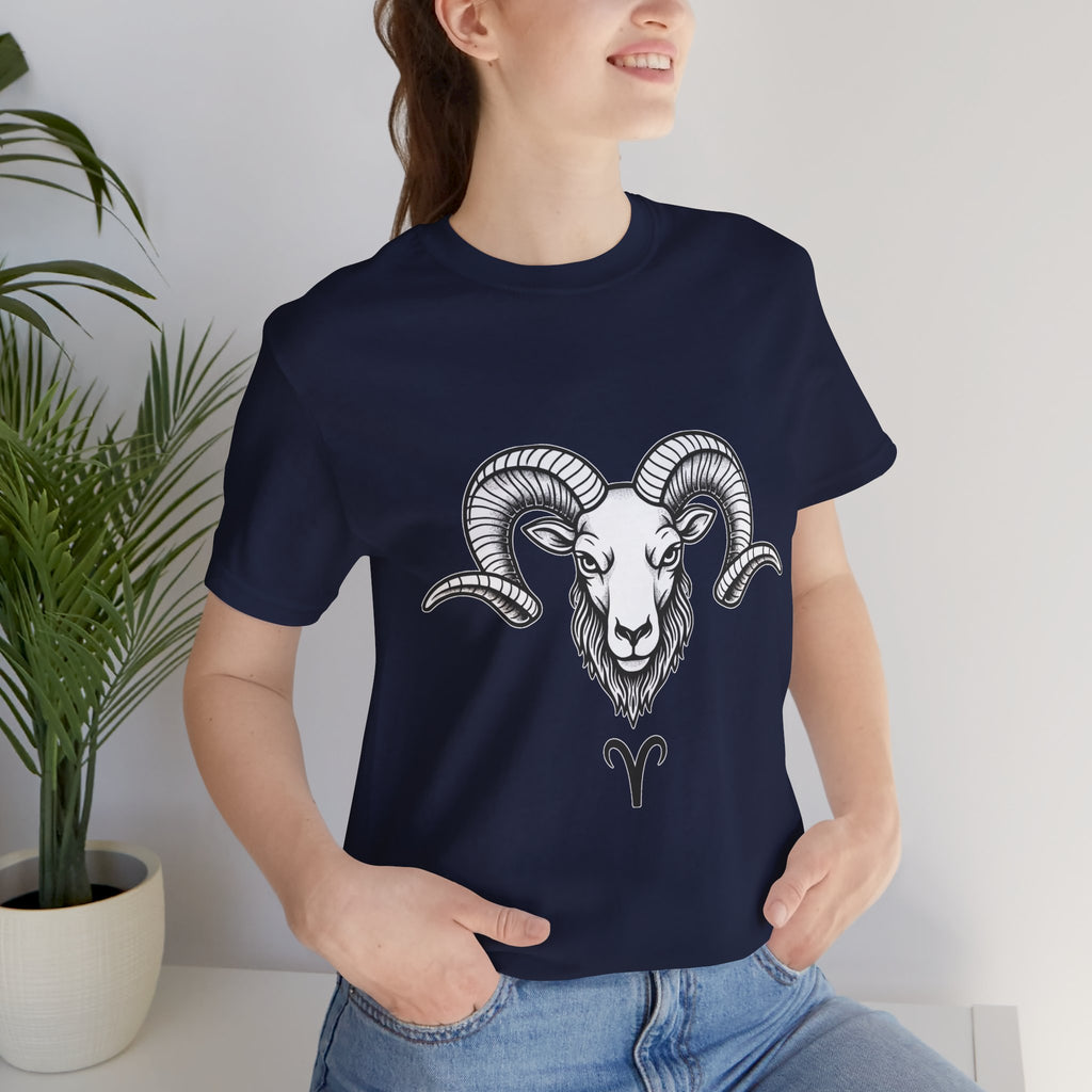 Aries Horoscope Tee - Unisex Black and White Minimal Design