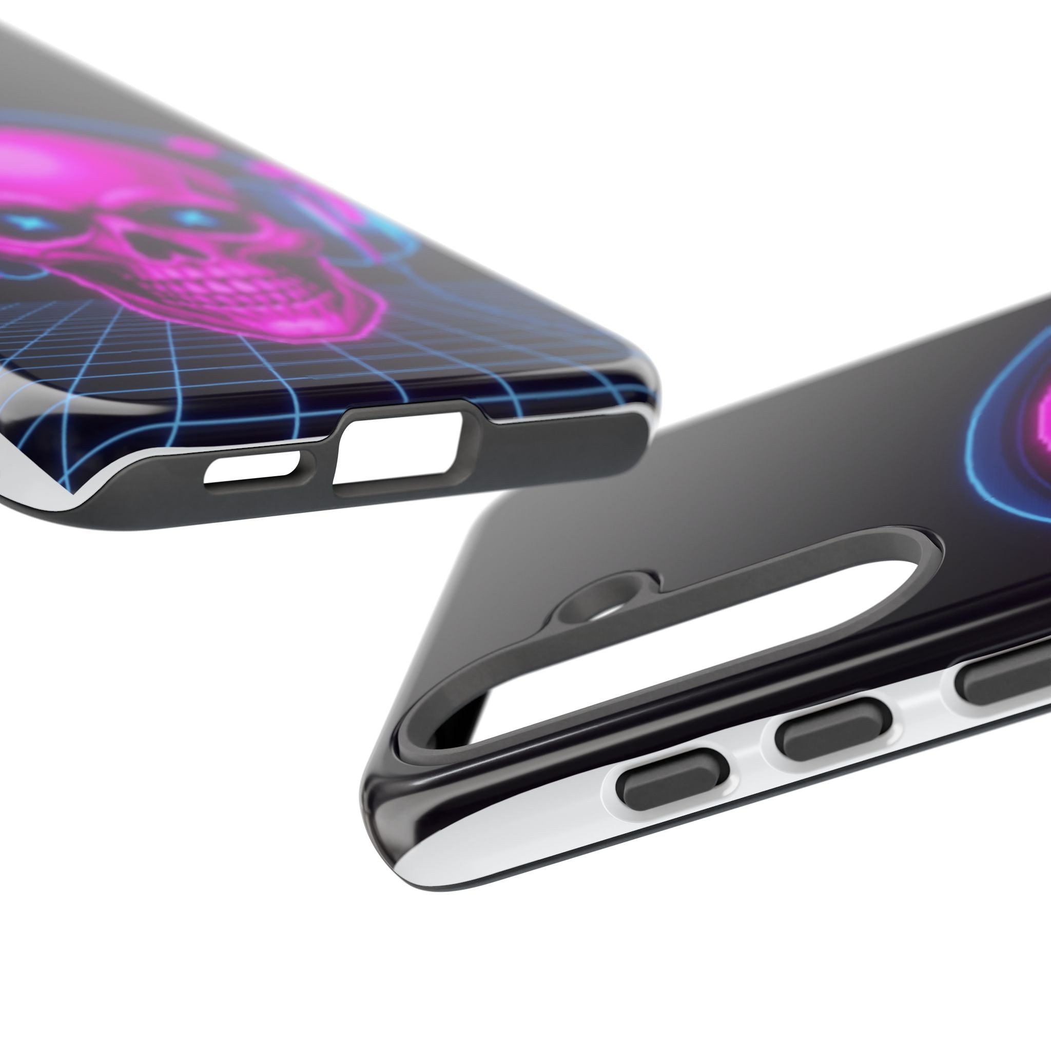Neon Skull Synthwave Phone Case - Retro 80s Cyberpunk Mobile Cover | Vaporwave Tech Gift - Atlas Briefly