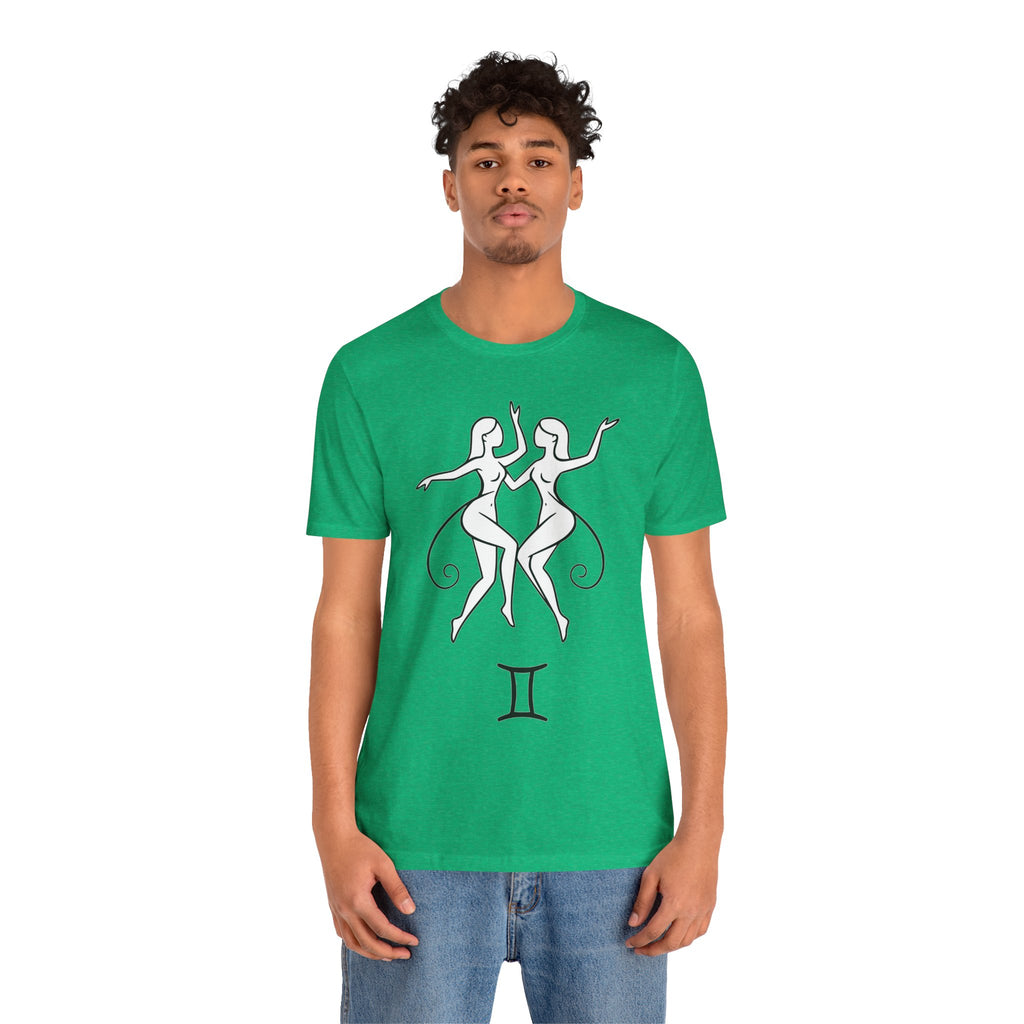 Gemini Zodiac Tee - Minimalistic Black and White Unisex Design