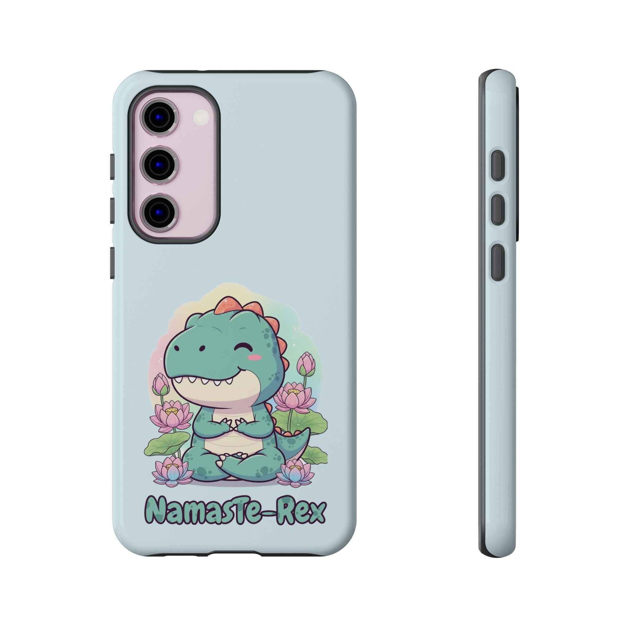 NamasTe-Rex Phone Case - Funny Yoga T-Rex Meditating Dinosaur Mobile Cover for Zen Lovers - Atlas Briefly