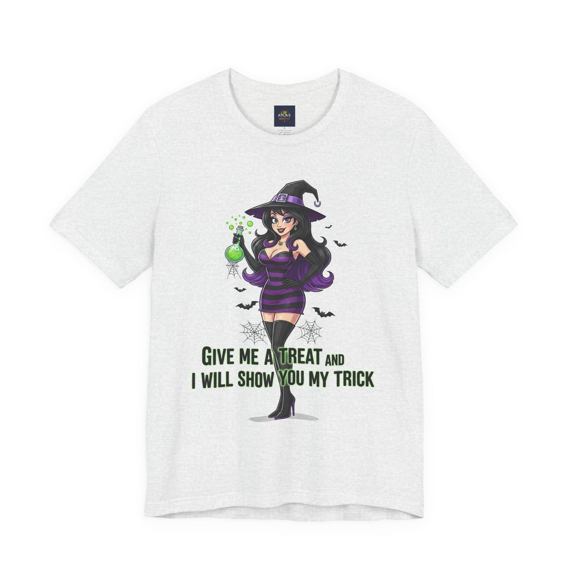 Sexy Witch Halloween T-Shirt - Flirty Witch Costume Tee | Trick or Treat Halloween Shirt - Atlas Briefly