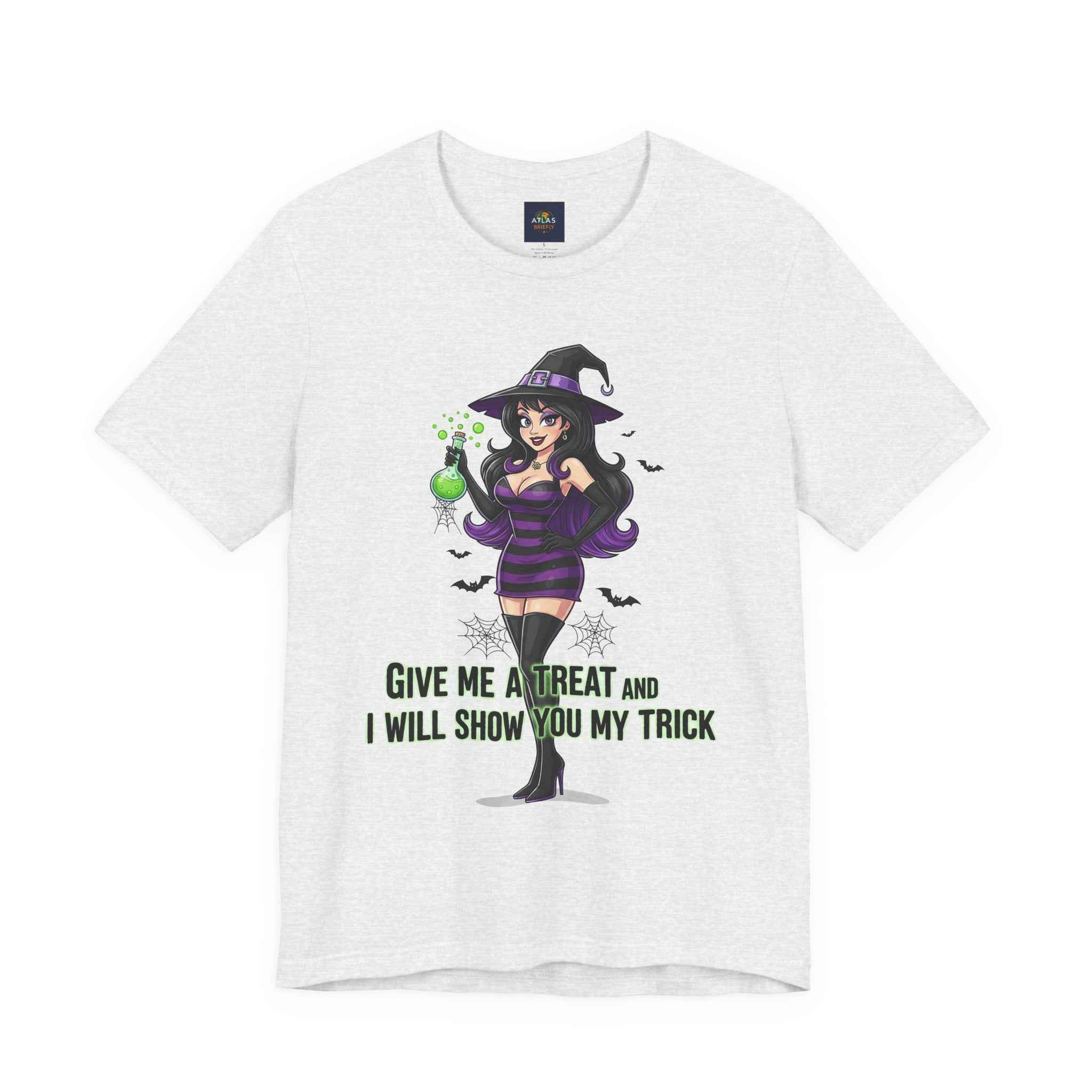 Sexy Witch Halloween T-Shirt - Flirty Witch Costume Tee for Trick or Treat - Atlas Briefly