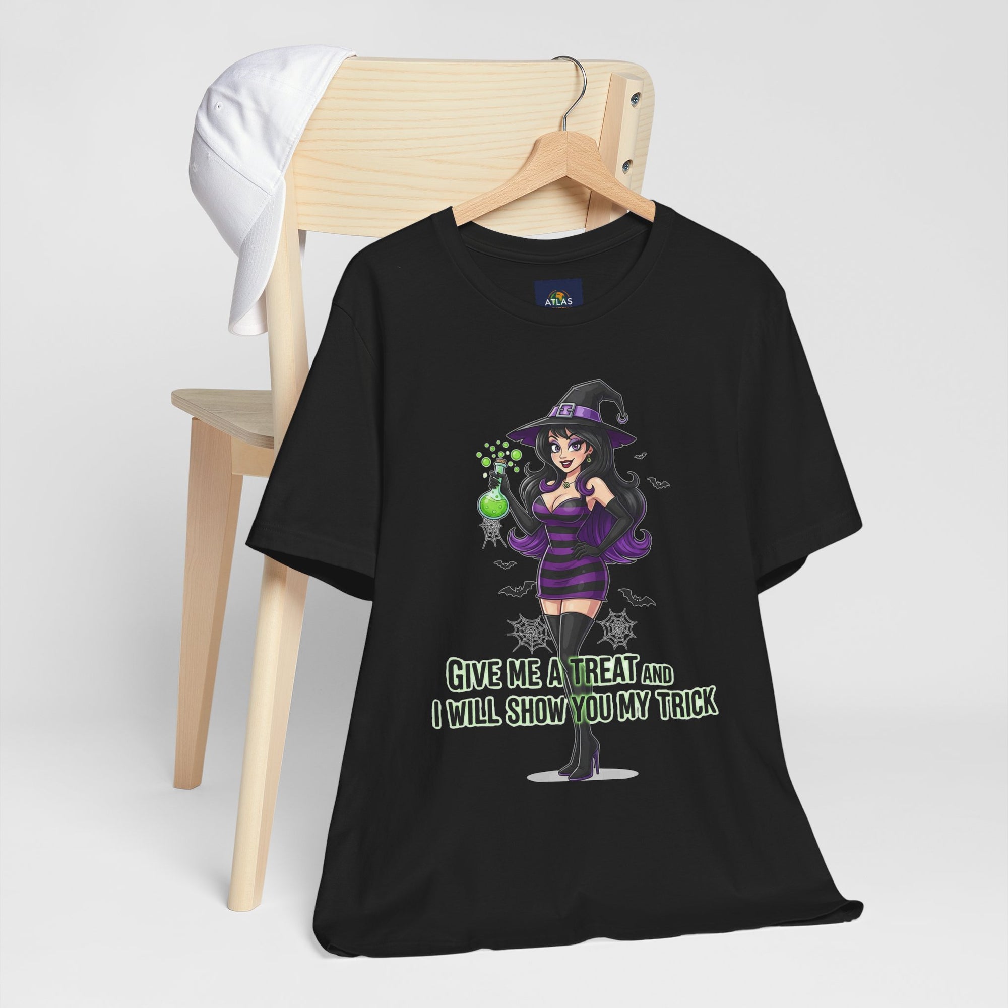 Sexy Witch Halloween T-Shirt - Flirty Witch Costume Tee | Trick or Treat Halloween Shirt - Atlas Briefly