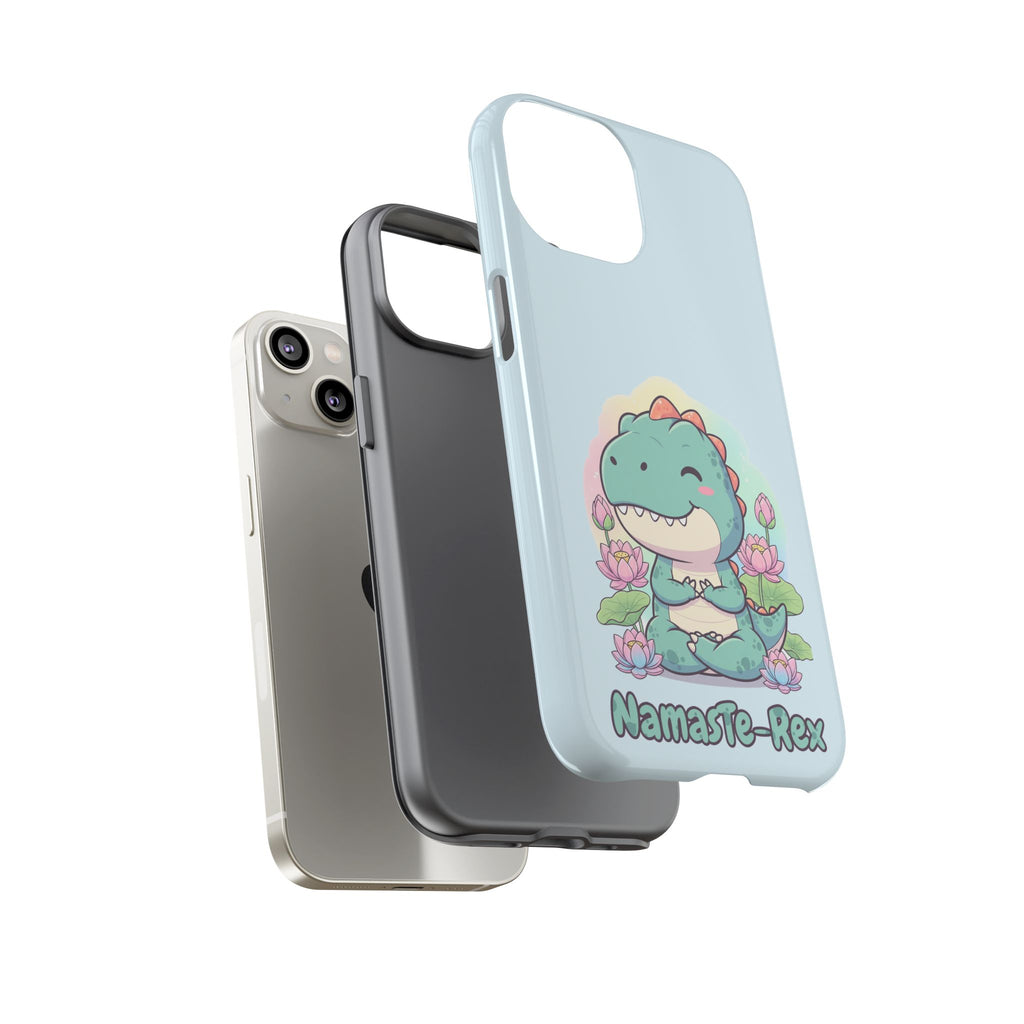 NamasTe-Rex Meditating Dinosaur Phone Case - Funny Yoga T-Rex Mobile Cover | Zen Tech Gift - Atlas Briefly
