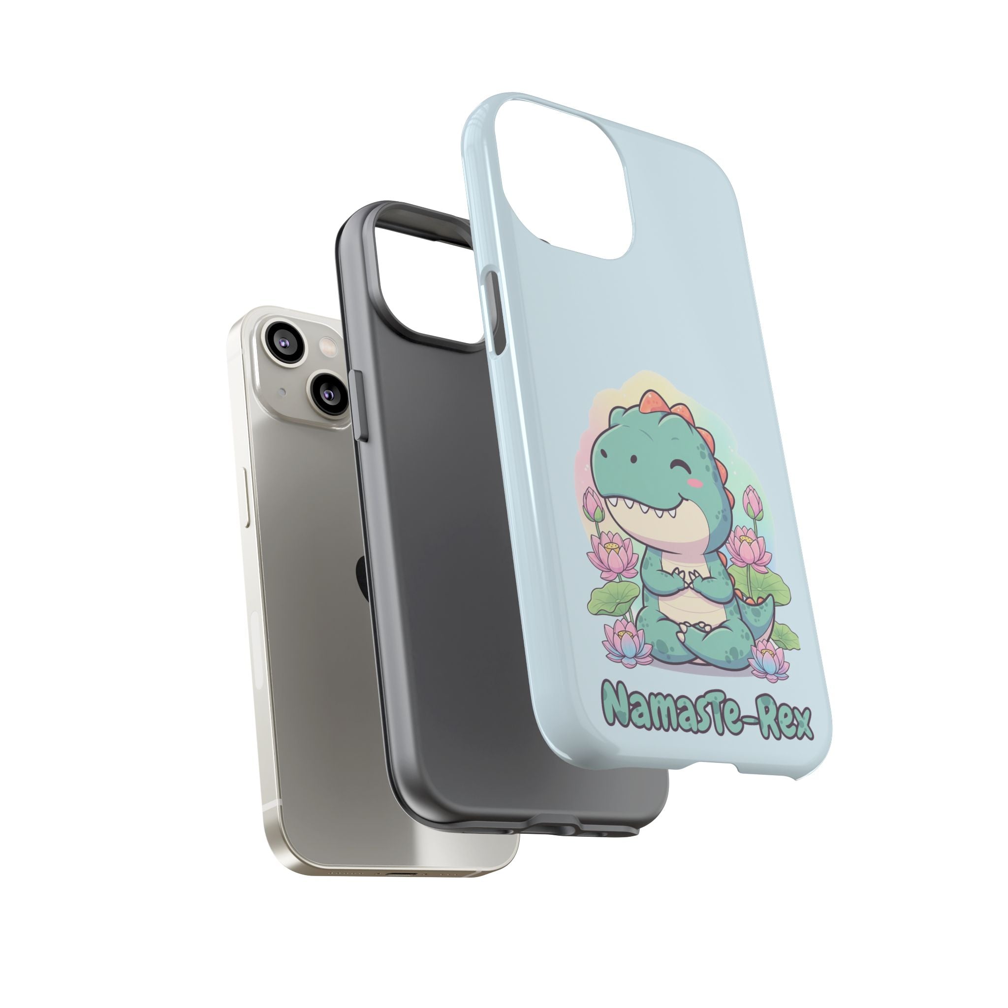 NamasTe-Rex Meditating Dinosaur Phone Case - Funny Yoga T-Rex Mobile Cover | Zen Tech Gift - Atlas Briefly