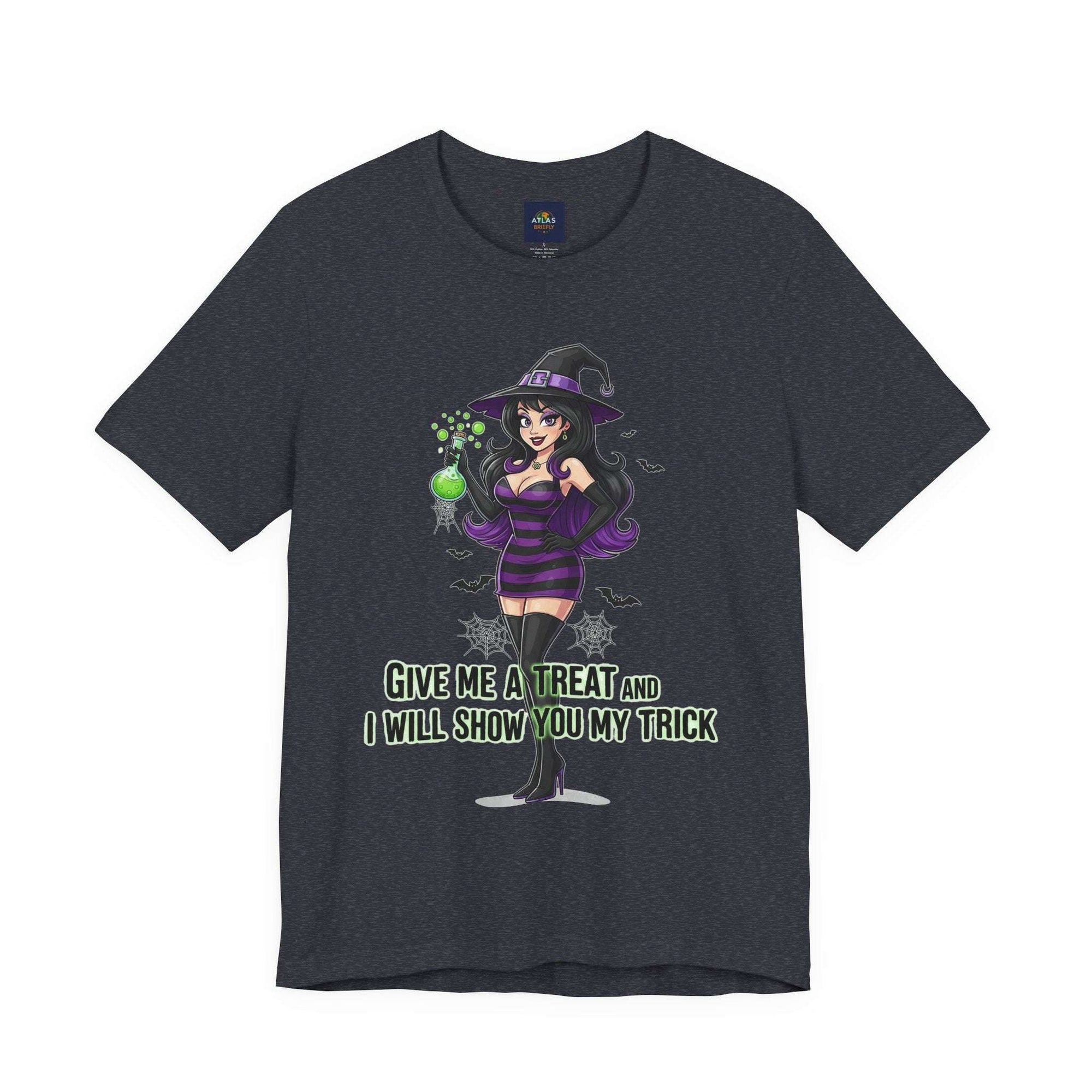 Sexy Witch Halloween T-Shirt - Flirty Witch Costume Tee | Trick or Treat Halloween Shirt - Atlas Briefly