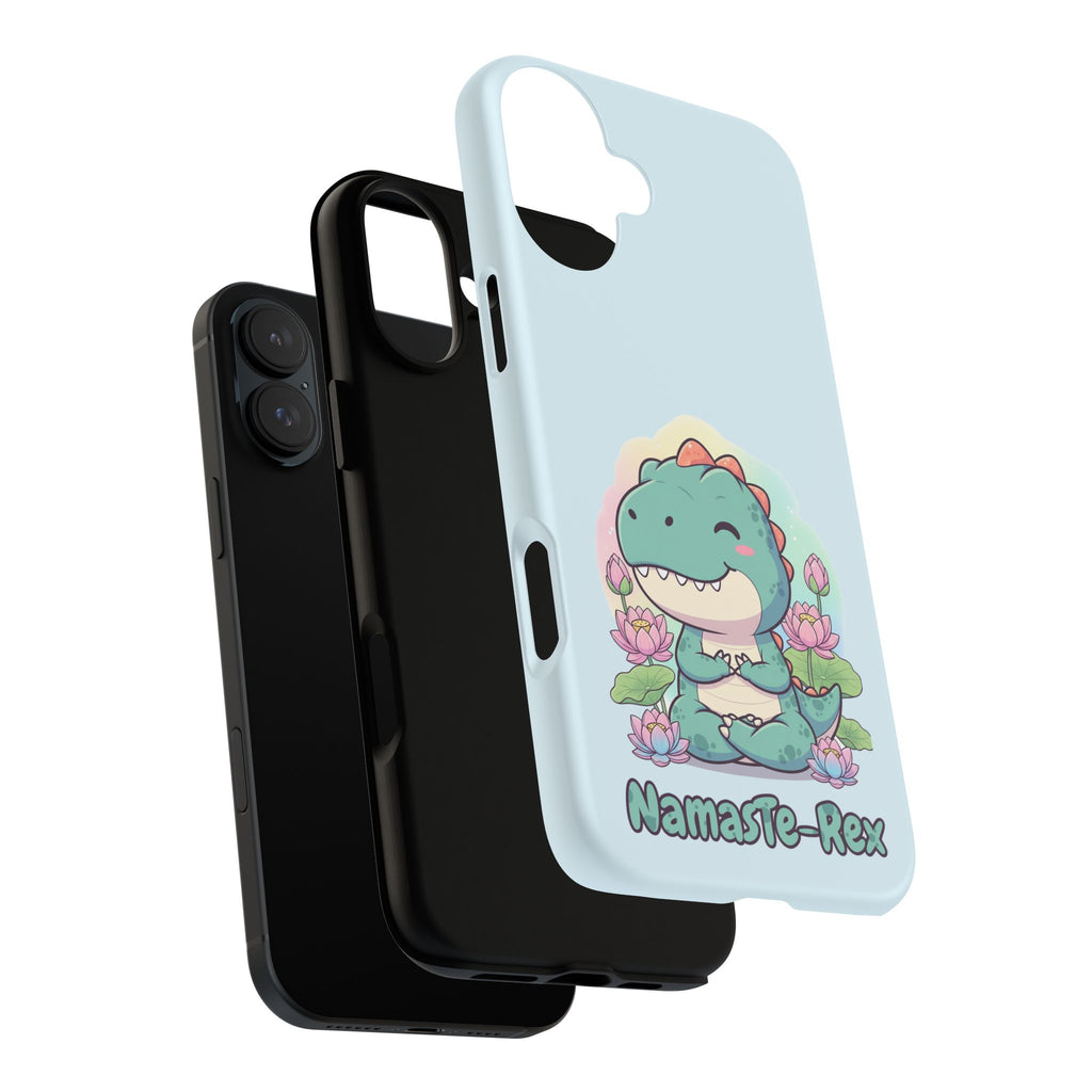 NamasTe-Rex Meditating Dinosaur Phone Case - Funny Yoga T-Rex Mobile Cover | Zen Tech Gift - Atlas Briefly